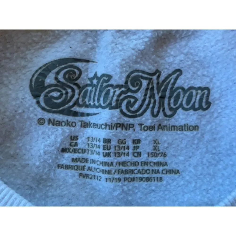 Sailor Moon White Y2k Pullover Sweatshirt Top  Girls Size 13 - 14 Years
